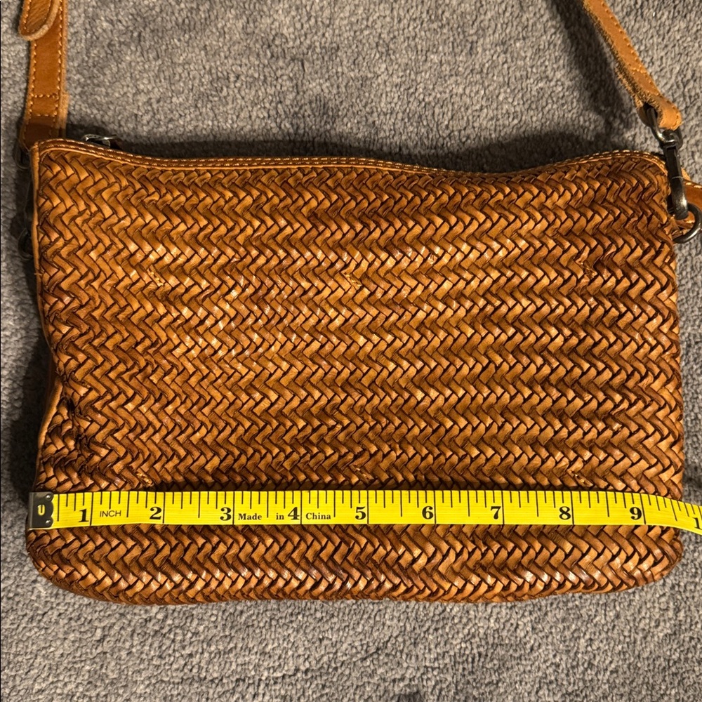 Woven Brown Leather Crossbody Bag - Picture 8 of 9